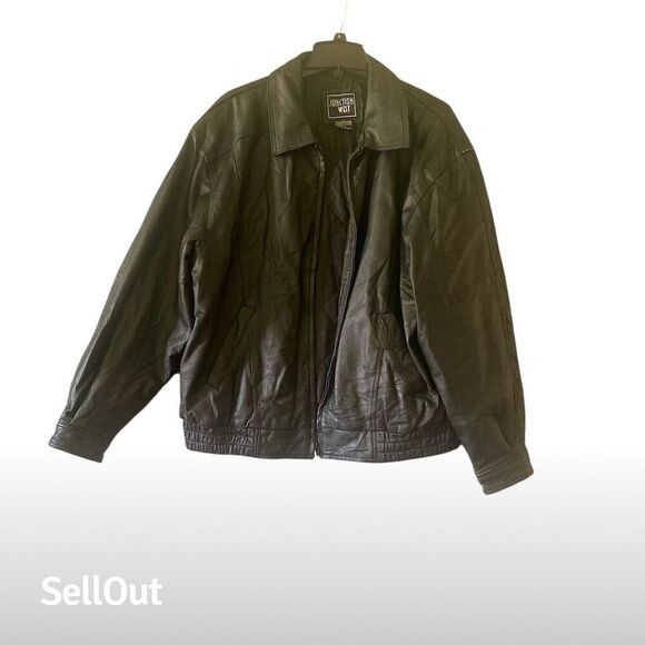 Junction West Men's Biker Jacket Black Leather Size L Full Zip Pockets - Picture 9 of 11